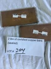 2 lbs of certified copper bars, sealed