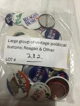 Large group of vintage political buttons; Reagan & Others
