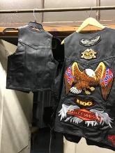 Rare MOB Genuine Leather Harley Davidson Vest with pins & patches (MIA, etc)