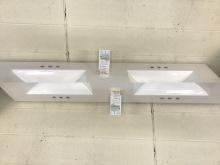 Brand new Landcaster 60" double sink vanity base with top