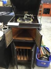 All original antique WORLD Phonograph Co Chicago Floor Model