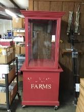Solid wood handmade Hickory Farms showcase on casters
