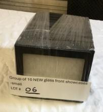 Group of 10 NEW Glass Front Showcases-small