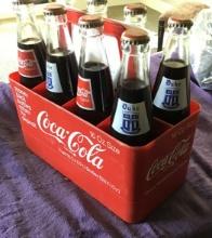 Vintage Coca Cola Carrier with 8 - 1991 Duke National Champions, unopened bottles