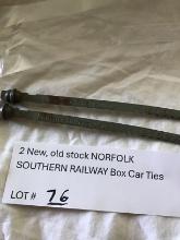2 New, old stock NORFOLK SOUTHERN RAILWAY Box Car Ties