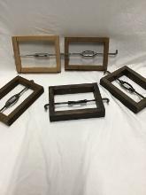 Group of 5 Antique Headboard & Footboard Displays with tray