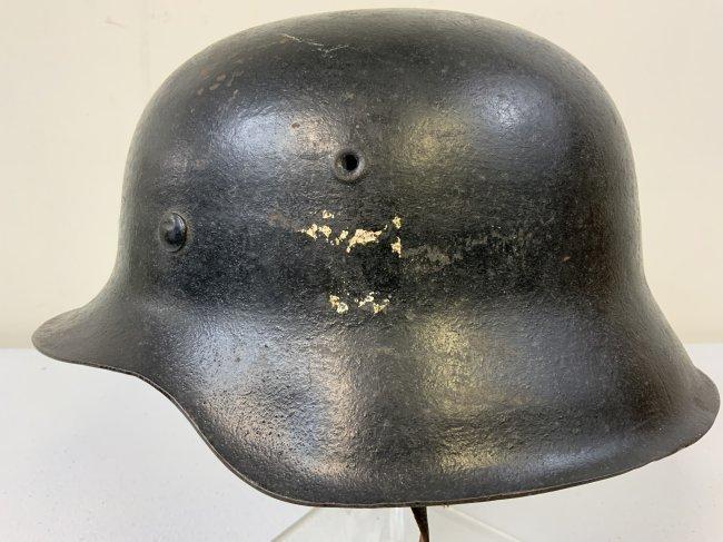 WWII GERMAN M42 COMBAT HELMET PAINTED BLACK