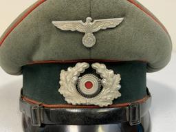 WWII GERMAN ARMY ARTILLERY NCO OFFICER VISOR HAT CAP