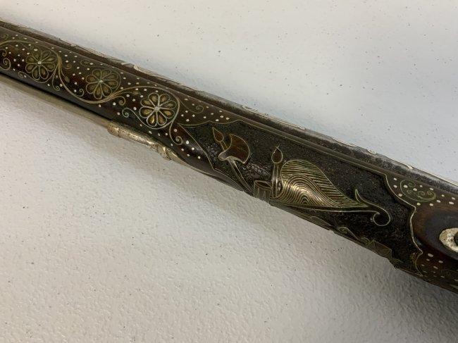 VERY LARGE ISLAMIC OTTOMAN TURKISH ARABIC SILVER DECORATED FLINTLOCK PISTOL