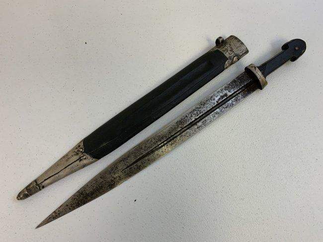 ANTIQUE RUSSIAN COSSACK CAUCASIAN KINJAL DAGGER SILVER DECORATED SIGNED