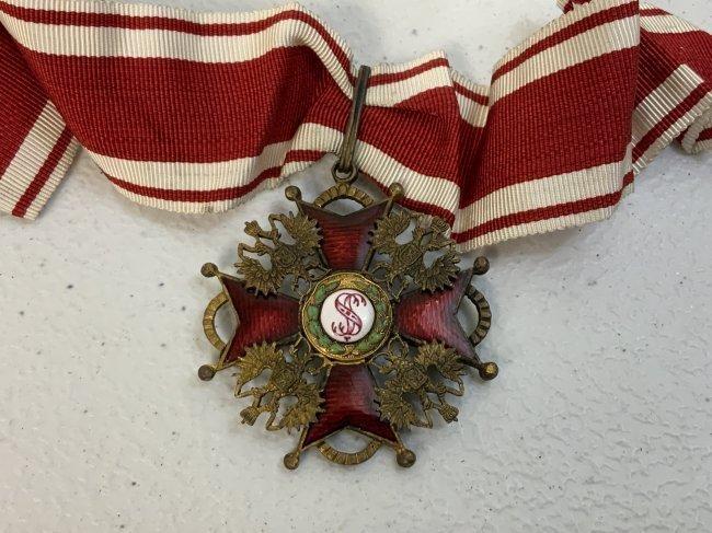 IMPERIAL RUSSIA ORDER OF ST. STANISLAUS IInd CLASS ON THE NECK RIBBON