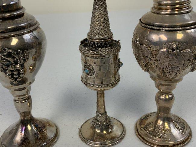 VINTAGE JUDAICA JEWISH STERLING SILVER SPICE TOWERS