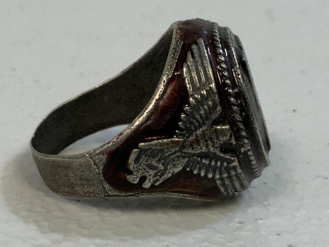 800 SILVER AND ENAMELS GERMAN SS RUNES RING