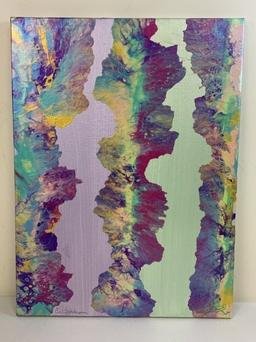 CRYSTAL SHELVEN "SPRING FLAME" ACRYLIC PAINTING ON CANVAS ORIGINAL ARTWORK