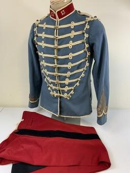 FRENCH HUSSAR UNIFORM PELISSE JACKET AND RED PANTS