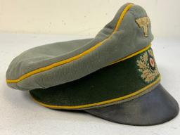 WWII GERMAN ARMY CAVALRY OFFICER CRUSHER TYPE VISOR HAT CAP