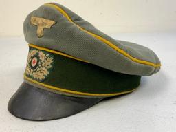WWII GERMAN ARMY CAVALRY OFFICER CRUSHER TYPE VISOR HAT CAP