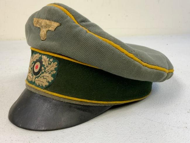 WWII GERMAN ARMY CAVALRY OFFICER CRUSHER TYPE VISOR HAT CAP