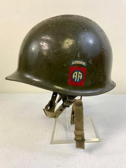 WWII US ARMY 82nd AIRBORNE DIVISION M1C PARATROOPER  HELMET WITH LINER