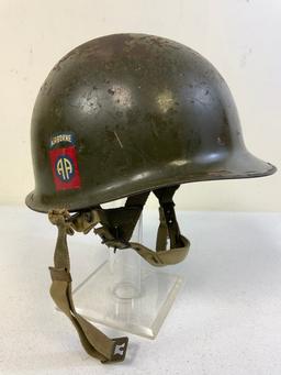 WWII US ARMY 82nd AIRBORNE DIVISION M1C PARATROOPER  HELMET WITH LINER