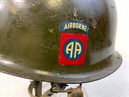 WWII US ARMY 82nd AIRBORNE DIVISION M1C PARATROOPER  HELMET WITH LINER
