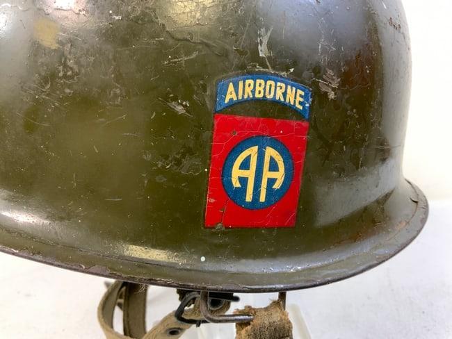 WWII US ARMY 82nd AIRBORNE DIVISION M1C PARATROOPER  HELMET WITH LINER