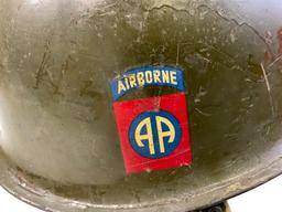 WWII US ARMY 82nd AIRBORNE DIVISION M1C PARATROOPER  HELMET WITH LINER