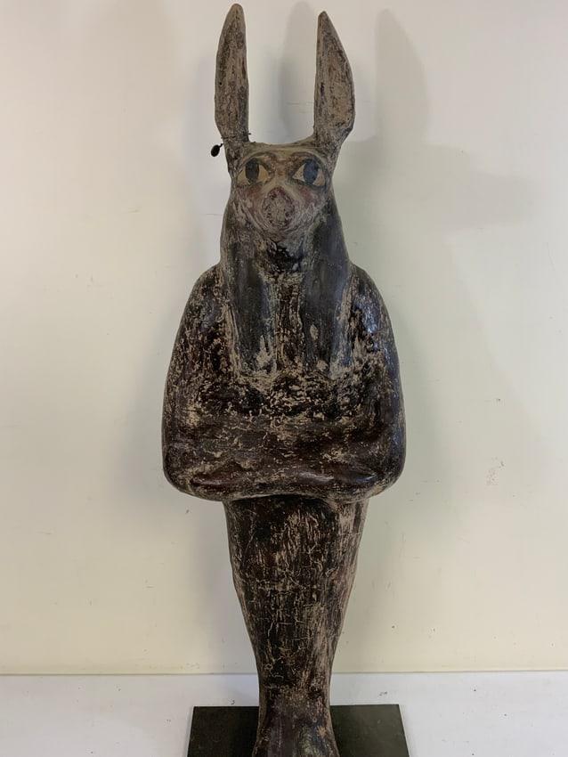 LARGE ANTIQUE EGYPTIAN ANUBIS WALL NICHE STATUE