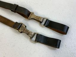 GERMANY THIRD REICH BLACK LEATHER RZM MARKED CROSS STRAP BELT