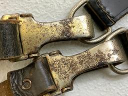 GERMANY THIRD REICH BLACK LEATHER RZM MARKED CROSS STRAP BELT