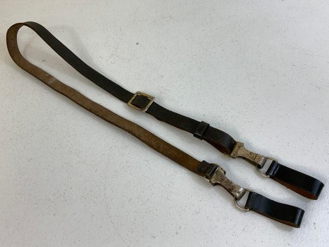 GERMANY THIRD REICH BLACK LEATHER RZM MARKED CROSS STRAP BELT