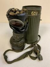 WWII GERMAN MILITARY GAS MASK AND FILTER WITH CANISTER