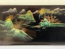 JAPAN ANTIQUE JAPANESE WOOD LACQUER TRAY HAND PAINTED