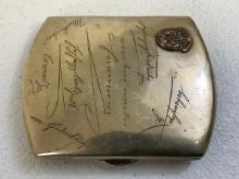 WWI AUSRO HUNGARIAN EMPIRE MEDICAL OFFICERS ENGRAVED SIGNATURES RED CROSS ALPACCA SIGARETTE CASE