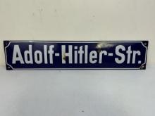 GERMANY THIRD REICH ADOLF HITLER STR. PORCELAIN STEET SIGN