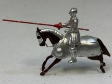 MEDIEVAL KNIGHT ON HORSE PAINTED LEAD FIGURE