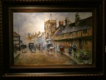 Gaston Bust Street Scene Oil Painting