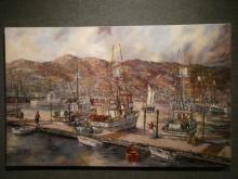 Robert Lebron Harbor Scene Oil Painting