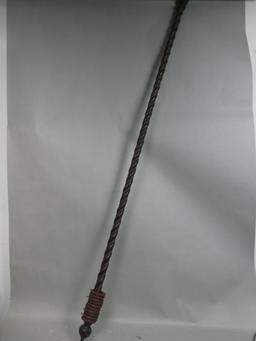 Antique Hand Painted Carved Twisted Wood Curtain Rod