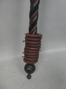 Antique Hand Painted Carved Twisted Wood Curtain Rod