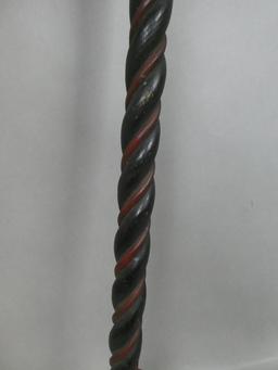 Antique Hand Painted Carved Twisted Wood Curtain Rod