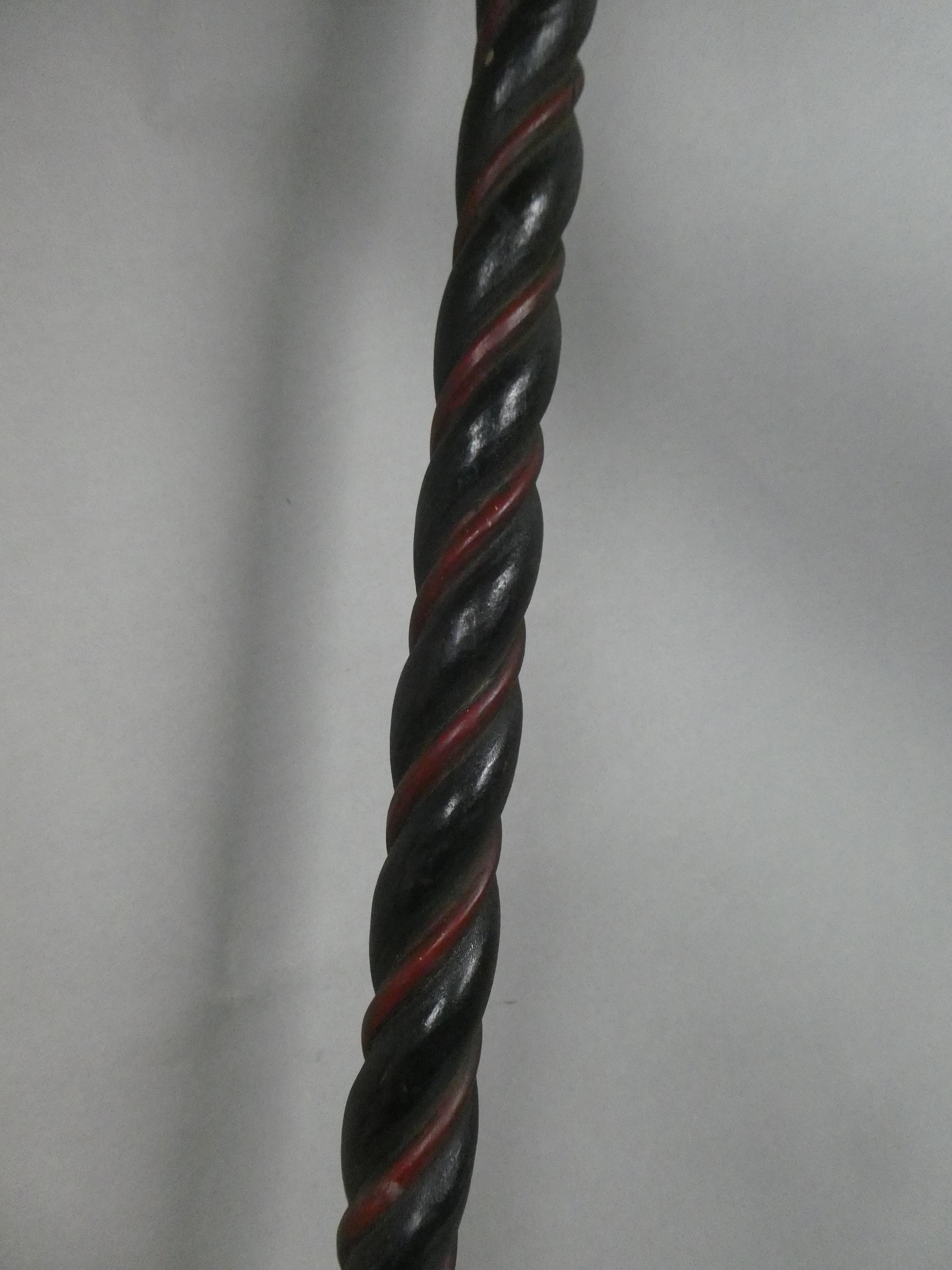 Antique Hand Painted Carved Twisted Wood Curtain Rod