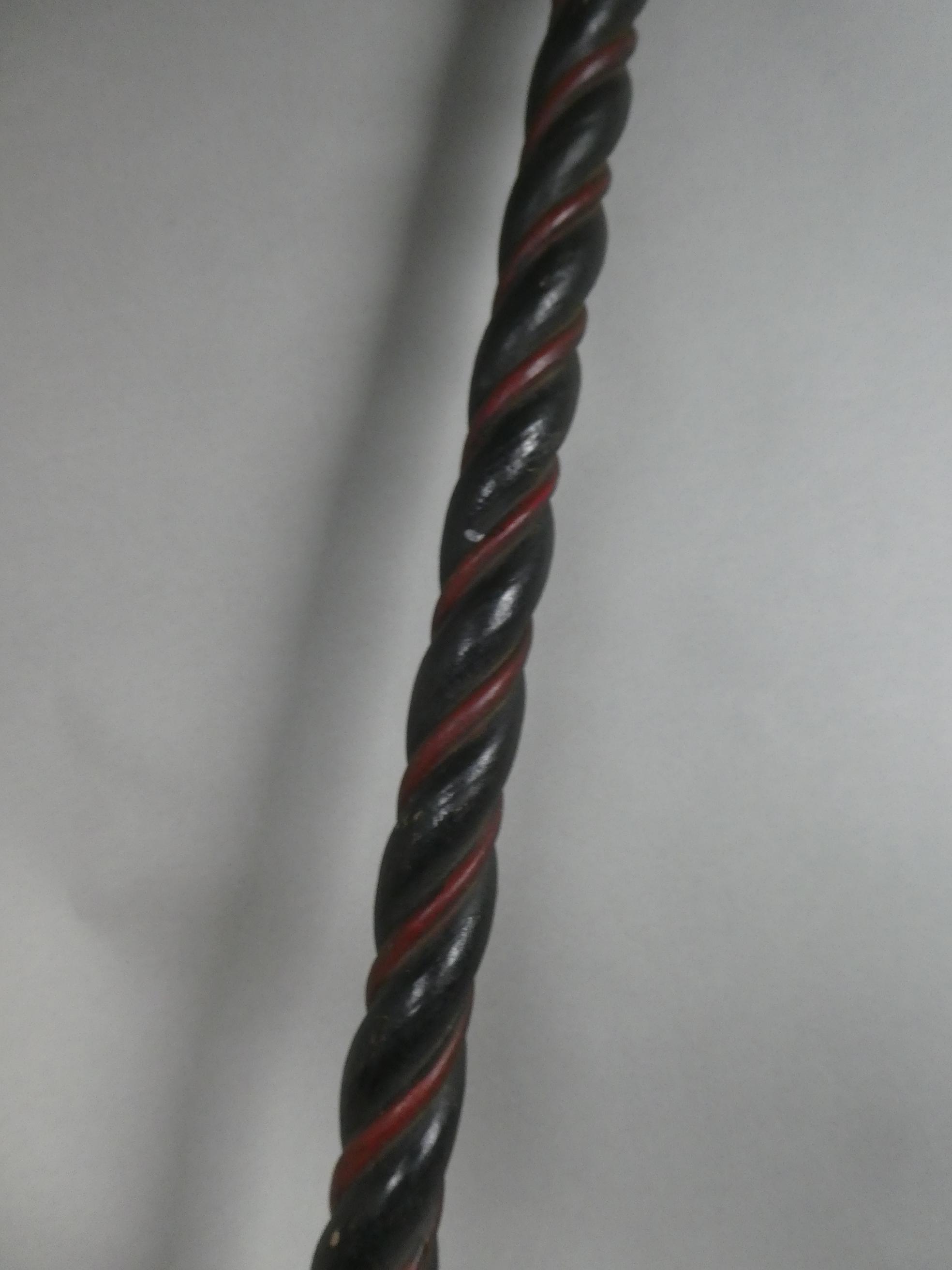 Antique Hand Painted Carved Twisted Wood Curtain Rod