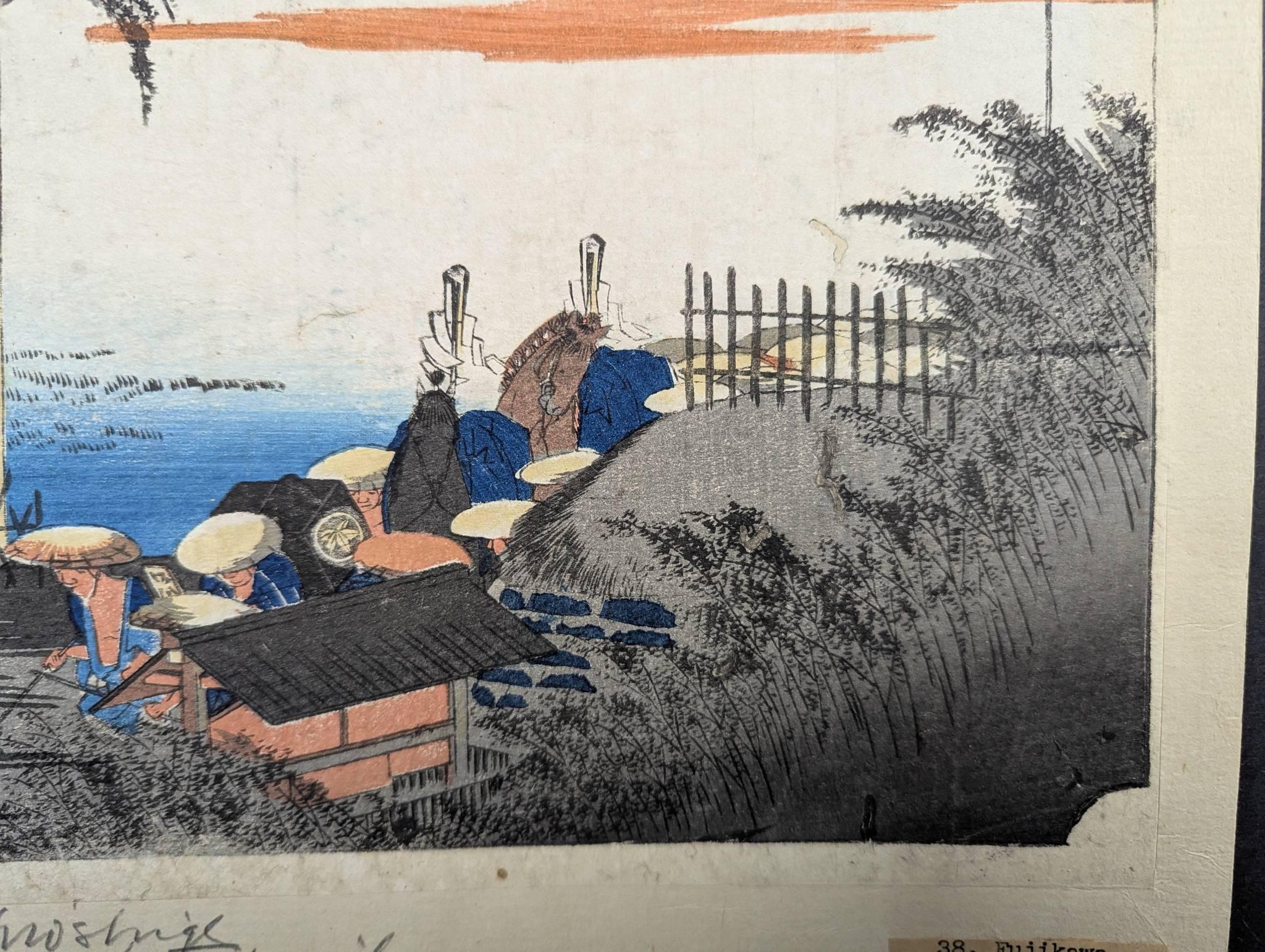 Fujikawa Scene at the BorderÂ� by Utagawa Hiroshige Japanese Woodblock Print