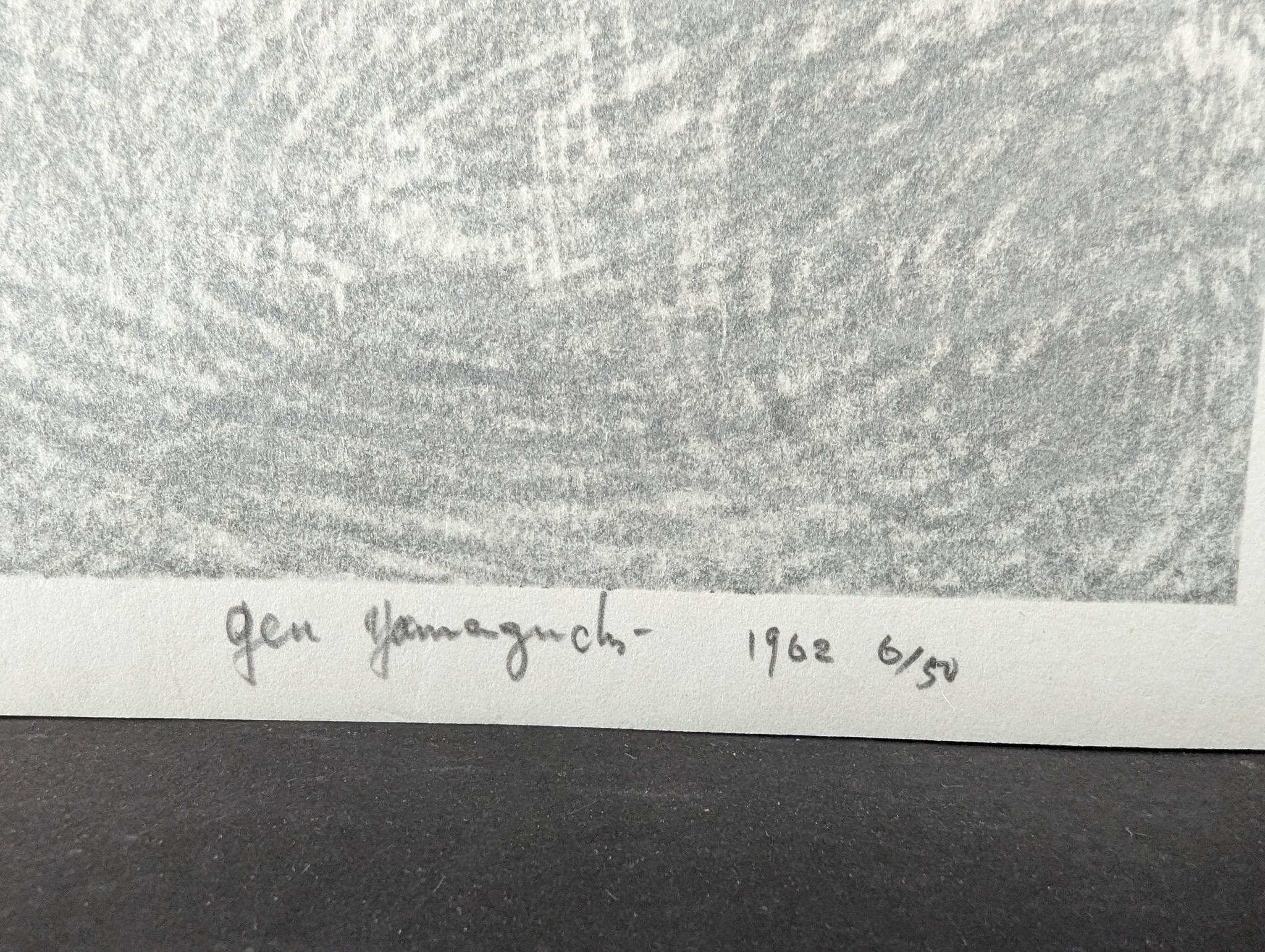 Japanese Woodblock Print by Gen Yamaguchi Titled Hassie 1962