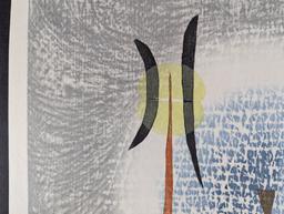 Japanese Woodblock Print by Gen Yamaguchi Titled Hassie 1962