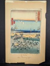Hiroshige Japanese Woodblock Print Settsu Province: Sumiyoshi Idemi Beach