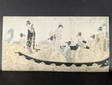 Japanese Woodblock Print Women in a Phoenix Boat by Hosoda Eishi