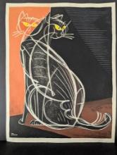 Japanese Woodblock Print Passion of Cat by Tomoo Inagaki