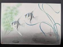 Japanese Woodblock Print by Bakufu Ohno Featuring Angel Fish